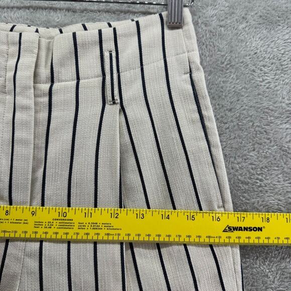 Peserico Pants Women EU38 Ivory Brown Pinstriped Cotton Trouser Leg High Rise - Picture 14 of 16